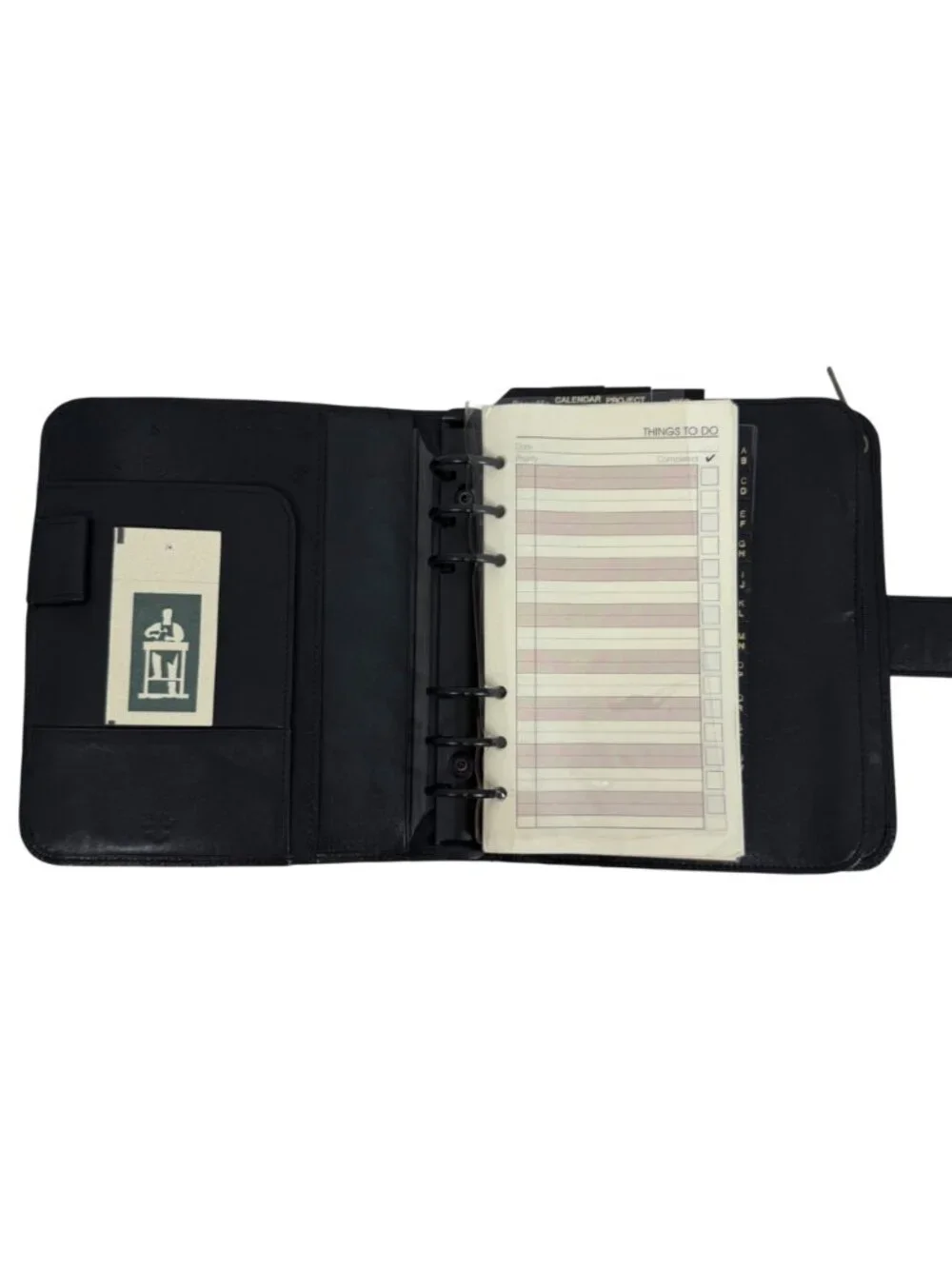 New Vintage Carlo Amboldi Black Italian Leather Day Planner